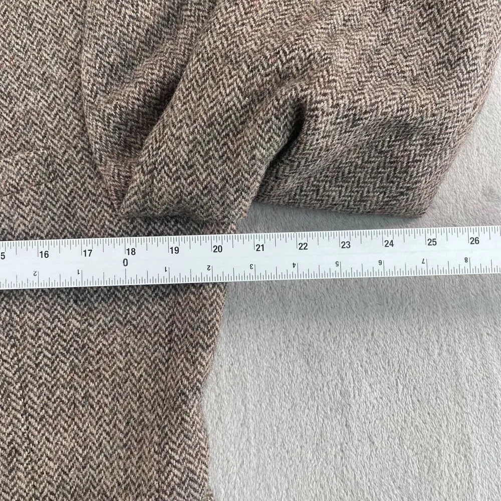 Vintage Harris Tweed‎ Blazer Jacket Sport Coat 40R Brown Herringbone 100% Wool